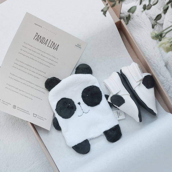 Paketek panda Lina in copatki + čestitka